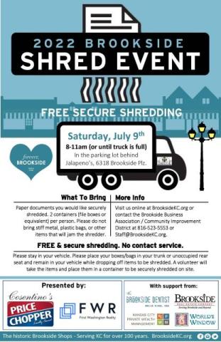 2022 Shred Event Saturday July 9th starting at 8 am