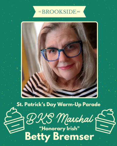Betty Bremser, the longtime heart and soul behind Foo’s Fabulous Frozen Custard, has been selected as the honorary business representative— Brookside Marshal / Honorary Irish—for the 2026 Brookside St. Patrick’s Warm-Up Parade